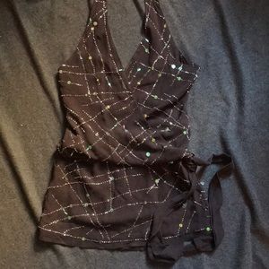 BCBG beaded halter mini wrap dress (or tunic top)